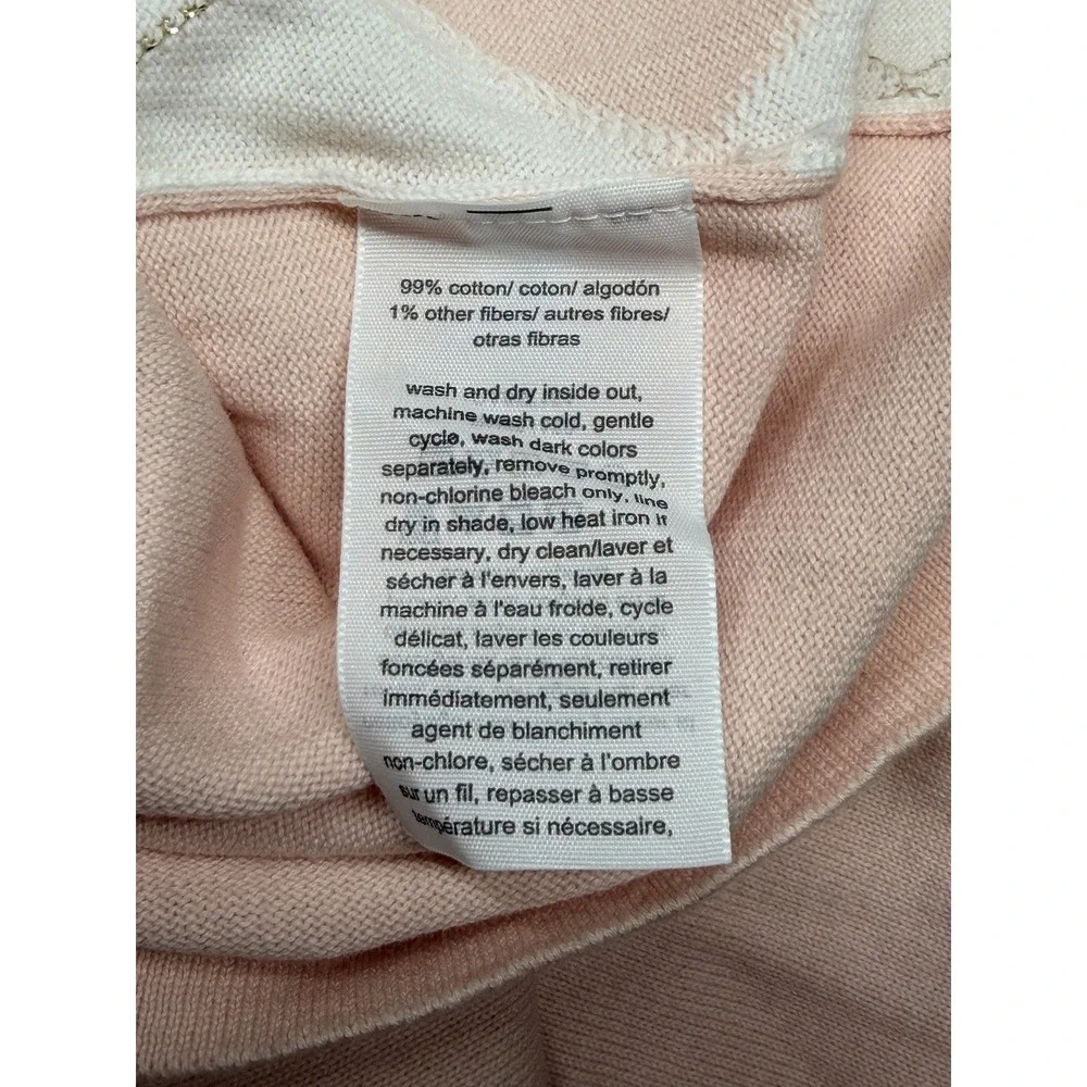 Tommy Hilfiger Sweater Womens Large Pink Peach Argyle V-Neck Tennis Prep Pastel - Picture 9 of 11